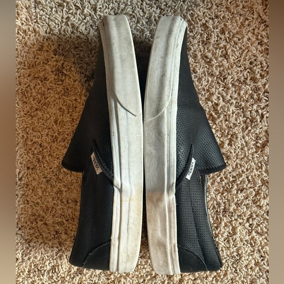 VANS Perf Leather Classic Unisex Slip On Shoes Black White Soles Mens 8.5 W 10 - Picture 4 of 9